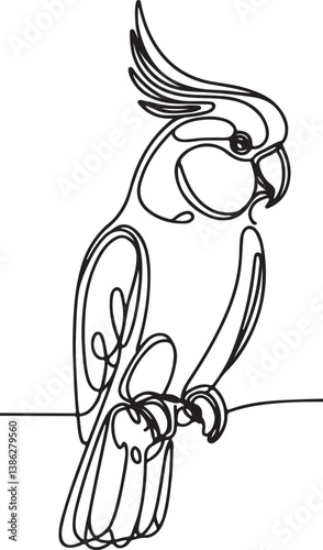 Beautiful Cockatoo Line Drawing Vector Illustration for Design