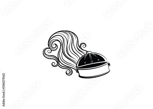 Silhouette of hair steamer isolated on a white background