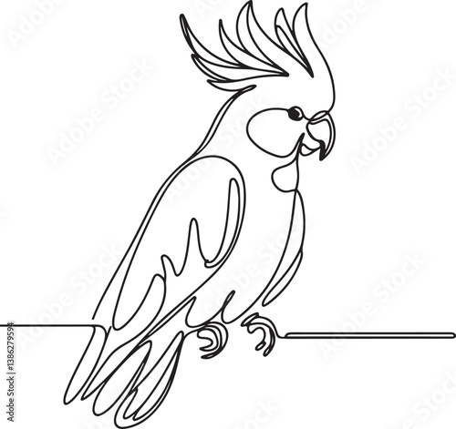 Beautiful Cockatoo Line Drawing Vector Illustration for Design