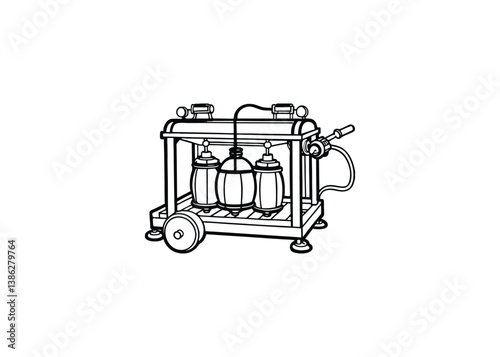 Silhouette of oxygen bar machine isolated on a white background