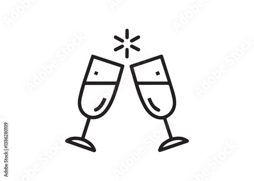 Two wine glass cheers Silhouette vector