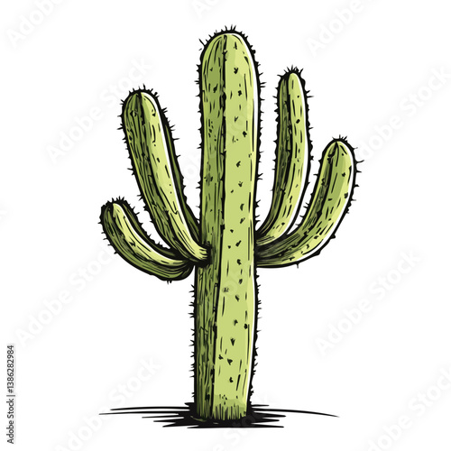 Cactus 2D flat vector illustration, isolated on a white background.