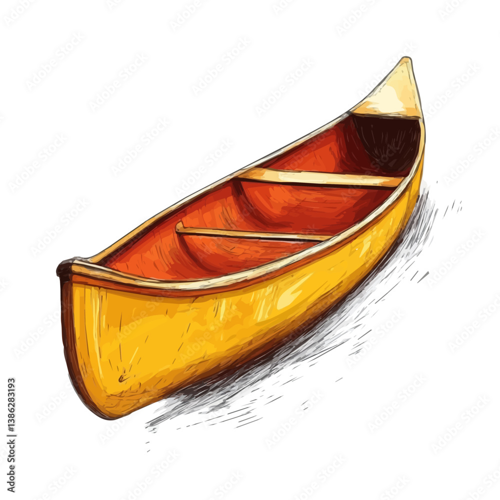 2D flat vector illustration of Canoe, isolated on a white background. 2D flat vector illustration of Canoe, isolated on a white background.