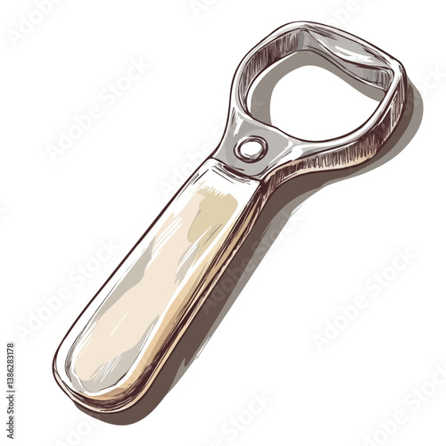 Can Opener 2D flat vector illustration, isolated on a white background.