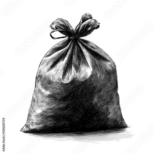 Charcoal Bag 2D flat vector illustration, isolated on a white background.