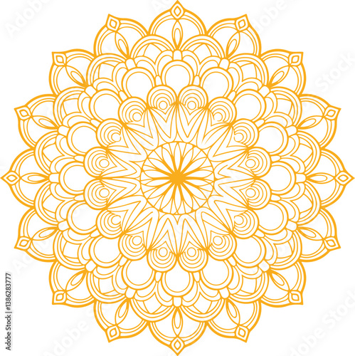 Golden Mandala Ornament Vector Design.mandala design,golden mandala design, yellow mandala design,mandala design. 