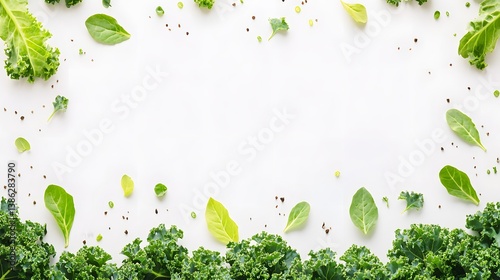 Fresh Green Leafy Vegetables Kale Spinach Salad Frame