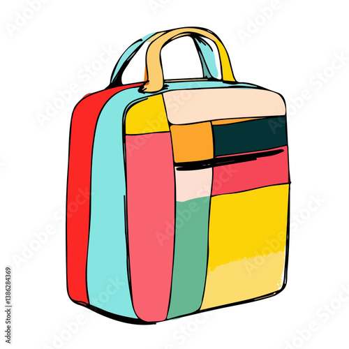 Cooler Bag 2D flat vector illustration, isolated on a white background.