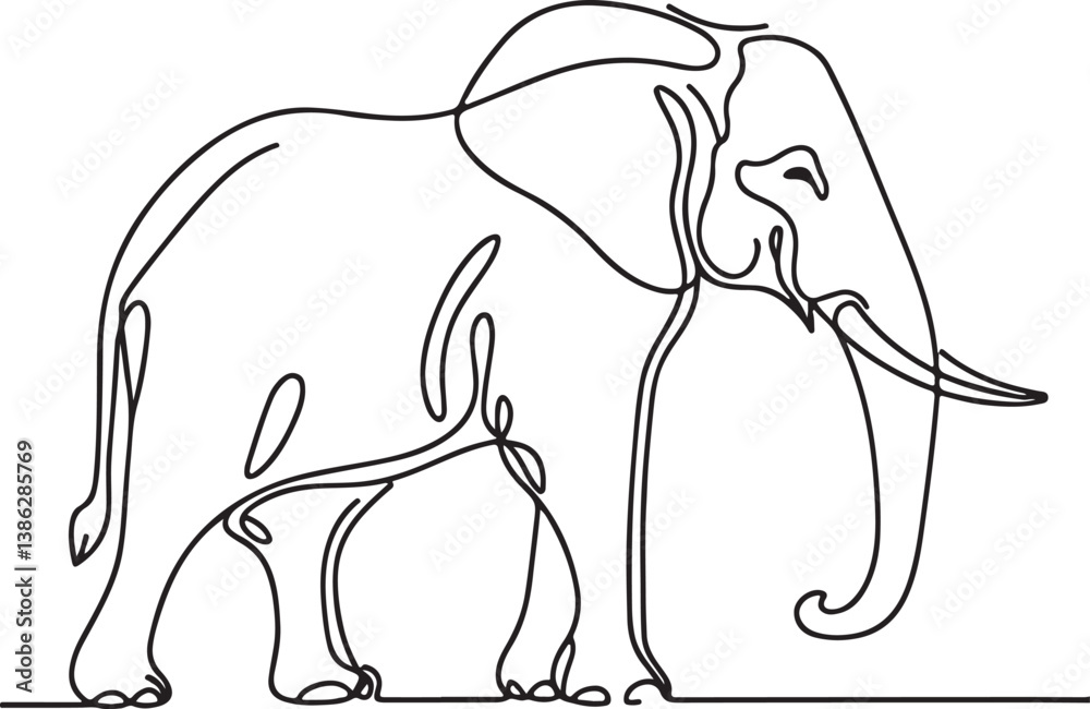 Obraz premium Elephant Line Drawing Vector Art. Modern Minimalism