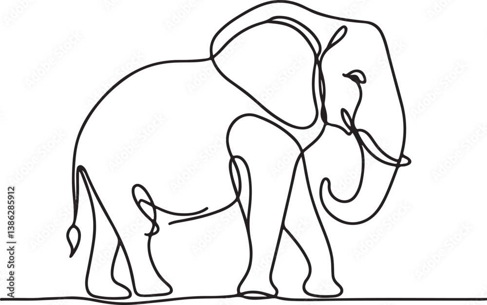 Obraz premium Elephant Line Drawing Vector Art. Modern Minimalism