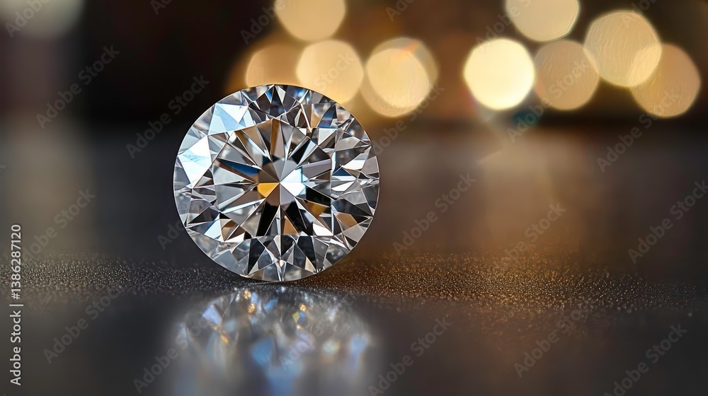 Sparkling diamond gemstone on a reflective surface, symbolizing luxury, wealth, and elegance, perfect for jewelry, fashion, and design themes Sparkling diamond gemstone on a reflective surface, symbolizing luxury, wealth, and elegance, perfect for jewelry, fashion, and design themes