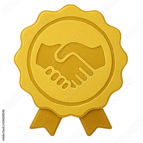 Gold Referral Reward Badge with Handshake Icon

