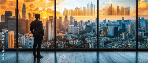 Wallpaper Mural Businessperson Contemplating Cityscape Torontodigital.ca