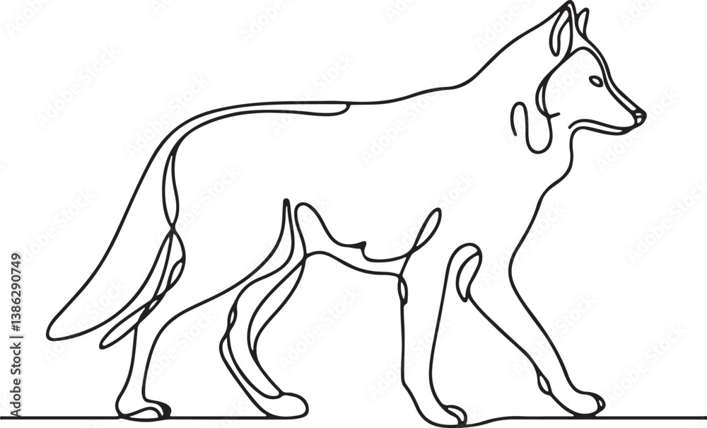 Fototapeta premium Wolf Line Drawing Vector. Intricate Artwork for Creative Projects