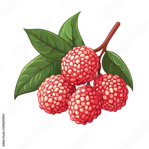 2D flat vector illustration of Lychee, isolated on a white background.