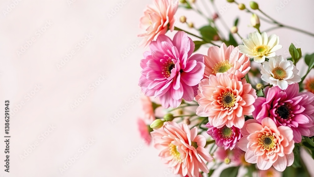 Obraz premium Delicate Pastel Flower Bouquets for Product Photography Backgrounds