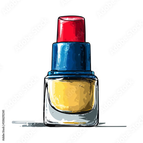 2D flat vector illustration of Nail Polish, isolated on a white background.