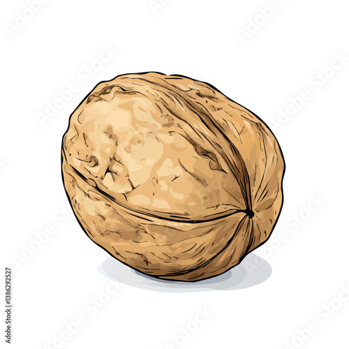 Nut 2D flat vector illustration, isolated on a white background.