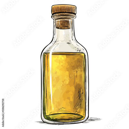 2D flat vector illustration of Oil Bottle, isolated on a white background.