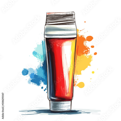Paint Tube 2D flat vector illustration, isolated on a white background.