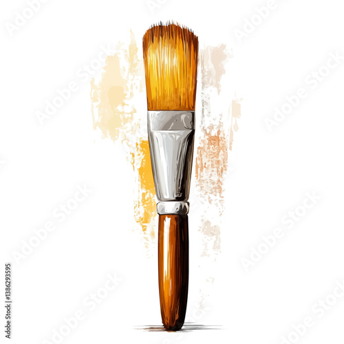 Paintbrush 2D flat vector illustration, isolated on a white background.