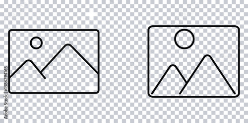 Outline Image Icons – Photo Placeholder Line Art Symbols on Transparent Background