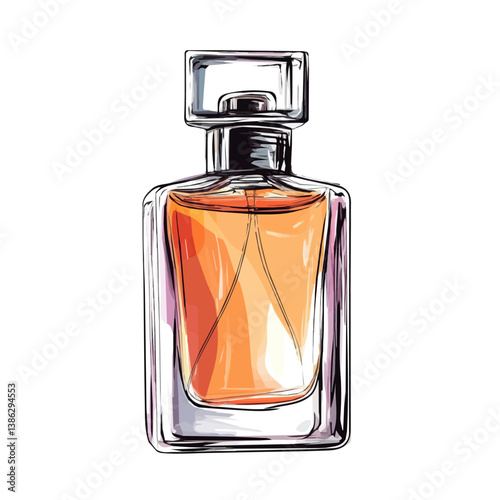 Perfume Bottle 2D flat vector illustration, isolated on a white background.