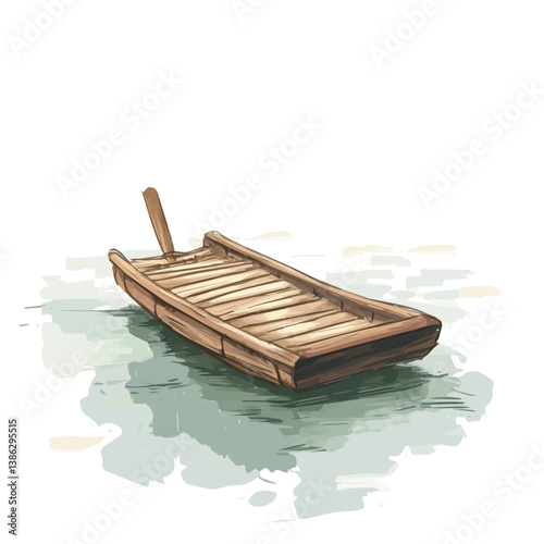 Raft 2D flat vector illustration, isolated on a white background.