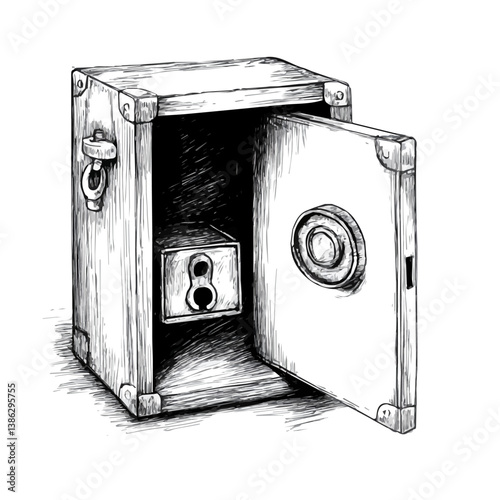 2D flat vector illustration of Safe Box, isolated on a white background.