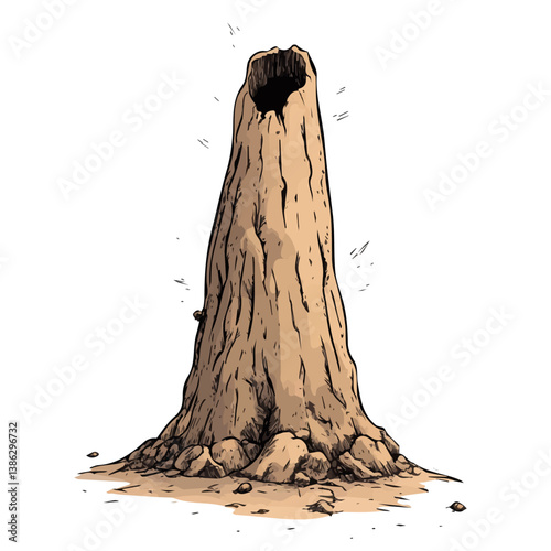 Termite Mound 2D flat vector illustration, isolated on a white background.