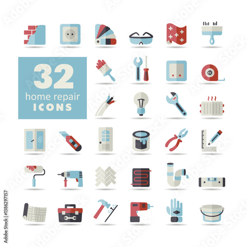 Set of building construction and home repair icons