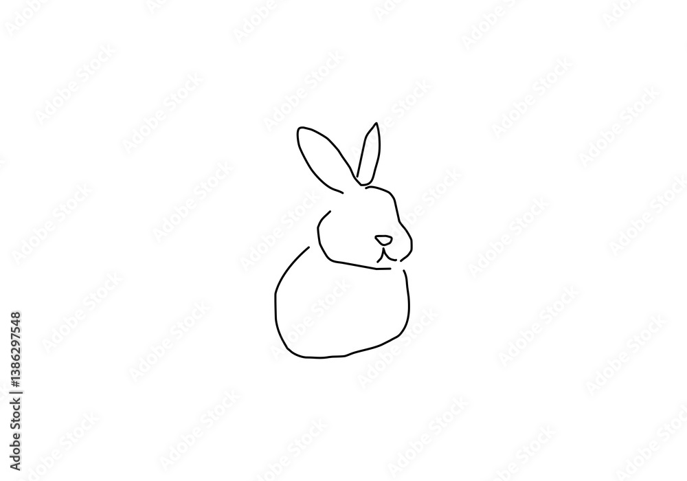 Fototapeta premium Simple line art illustration of a rabbit, representing cuteness, agility