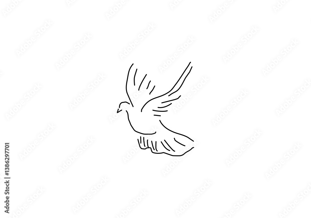 Simple line art illustration of a dove Simple line art illustration of a dove