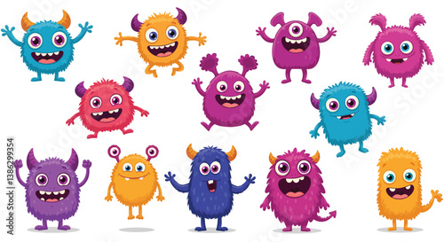 a set of cute monster character