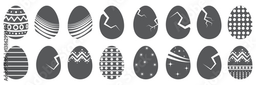 Easter Eggs with Realistic ornament pattern, Vector