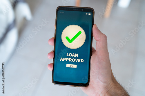 Loan approved notification on smart phone.