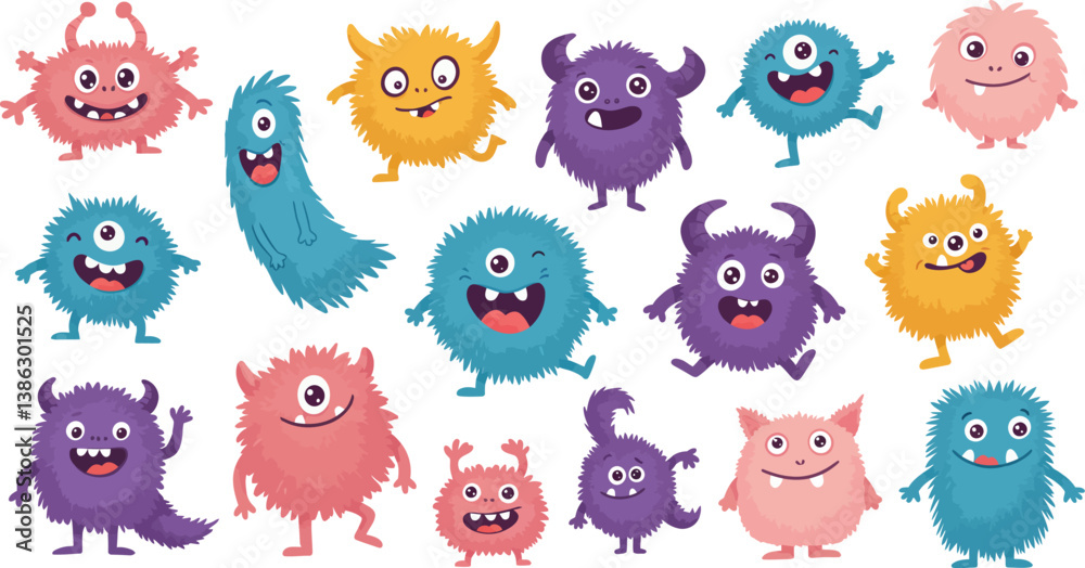 Fototapeta premium set of funny cartoon cute monster