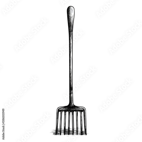 Rake 2D flat vector illustration, isolated on a white background.