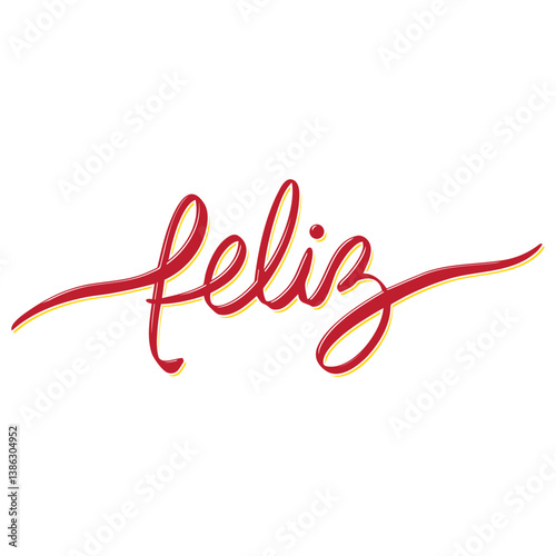 Palavra Feliz Decorativa Lettering