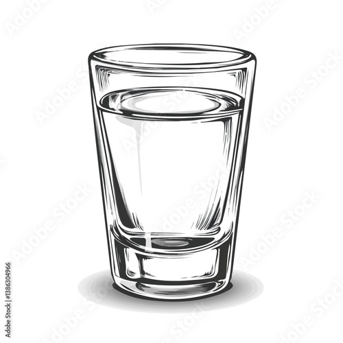 2D flat vector illustration of Shot Glass, isolated on a white background.