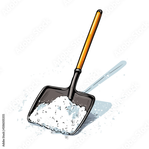 Snow Shovel 2D flat vector illustration, isolated on a white background.