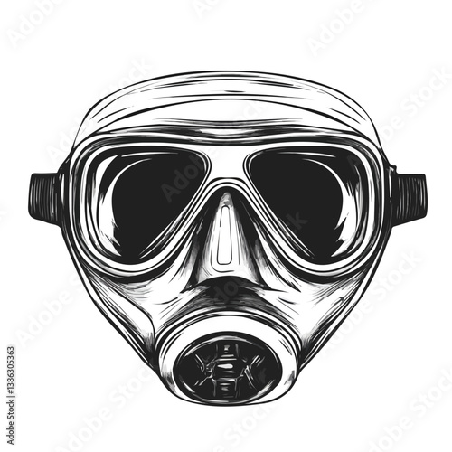 2D flat vector illustration of Snorkel Mask, isolated on a white background.