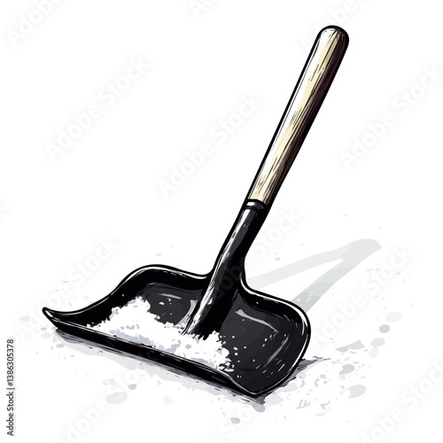 Snow Shovel 2D flat vector illustration, isolated on a white background.