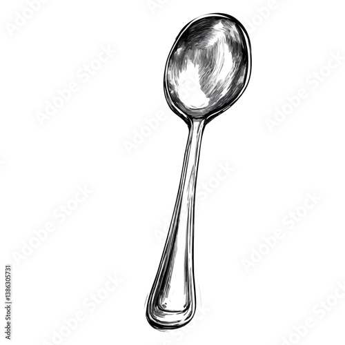2D flat vector illustration of Spoon, isolated on a white background.