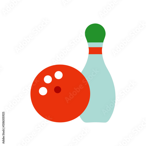 bowling ball and pins on white