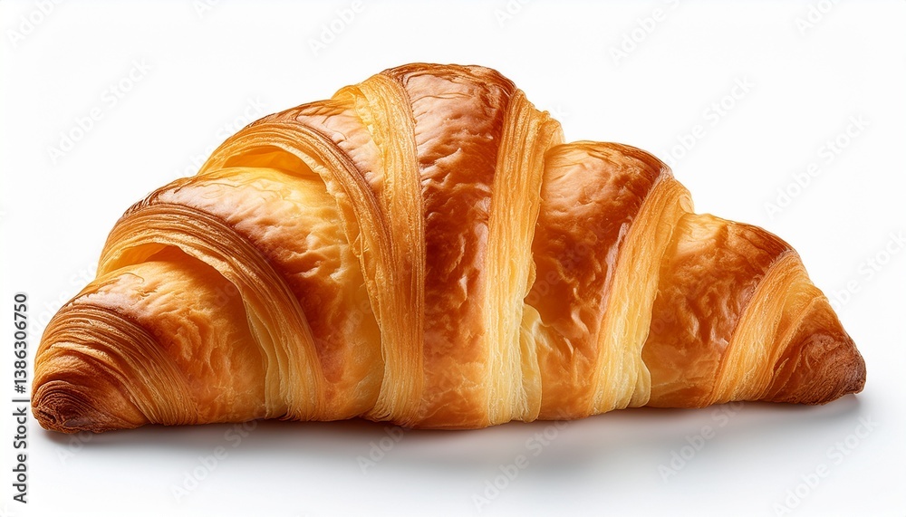 a golden flakey croissant is isolated against a white background a golden flakey croissant is isolated against a white background