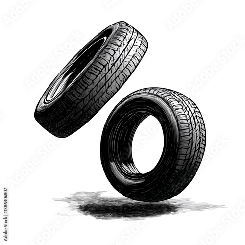 Tire Flip 2D flat vector illustration, isolated on a white background.