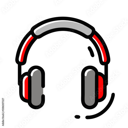 Headphones icon representing audio learning and immersive experiences in education with red accents - education icon