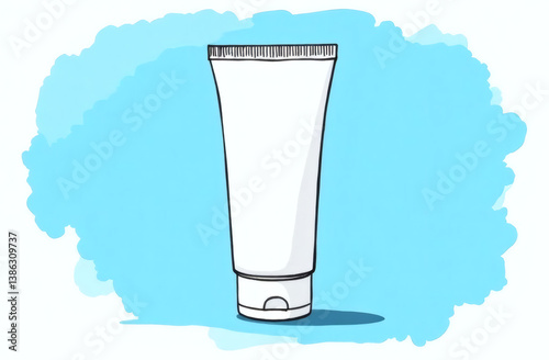 White cream tube mockup on a blue background 