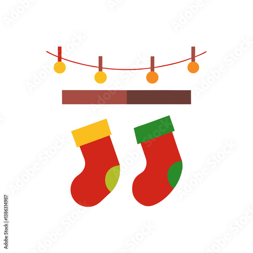 christmas socks hanging on a clothesline